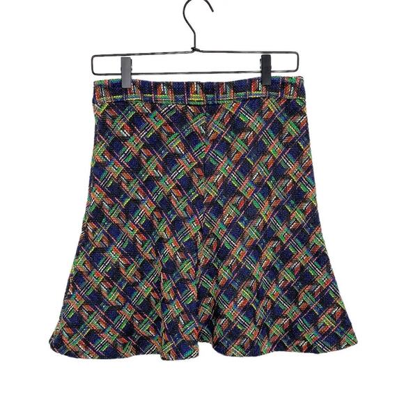 Zara Woman Medium Skirt Tweed Plaid A-line Flared Skirt Bright Colorful Preppy - Picture 2 of 5